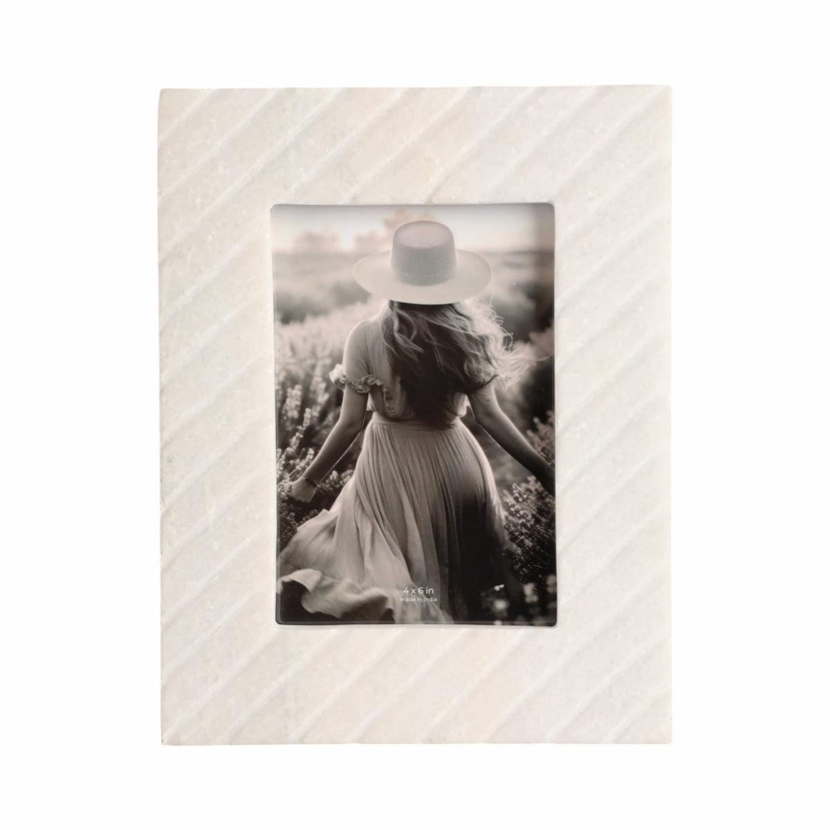 4x6 Marble Ridged Photo Frame, White Table Decors| Sagebrook Home