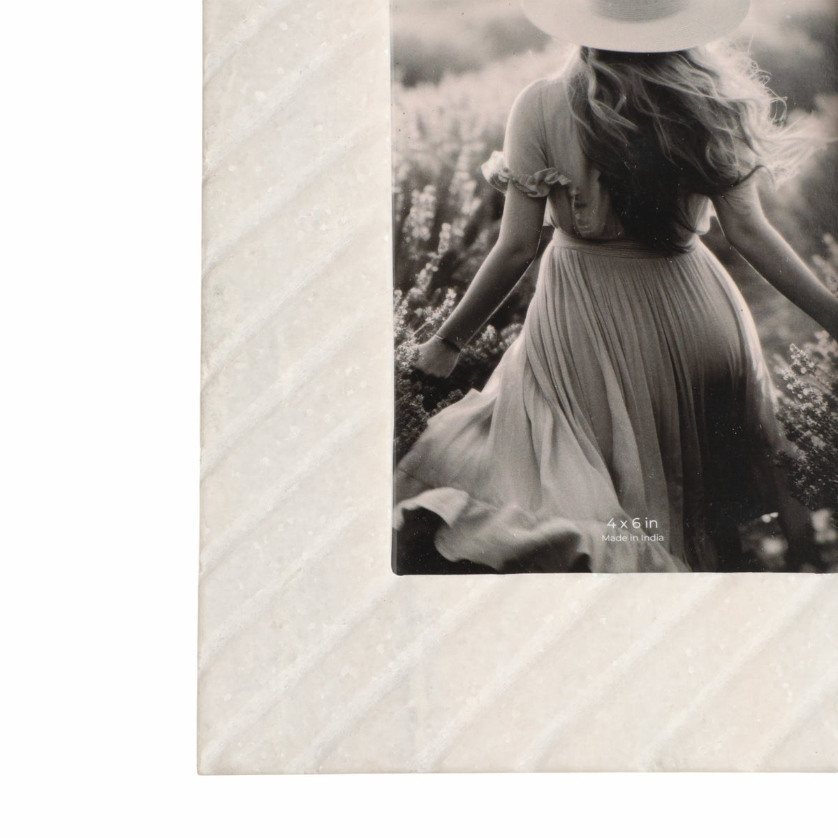 4x6 Marble Ridged Photo Frame, White Table Decors| Sagebrook Home