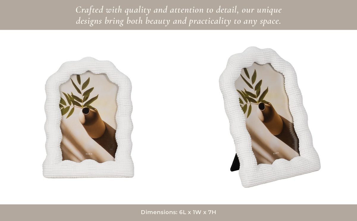 4x6 Wavy Arch Photo Frame, White Table Decors| Sagebrook Home