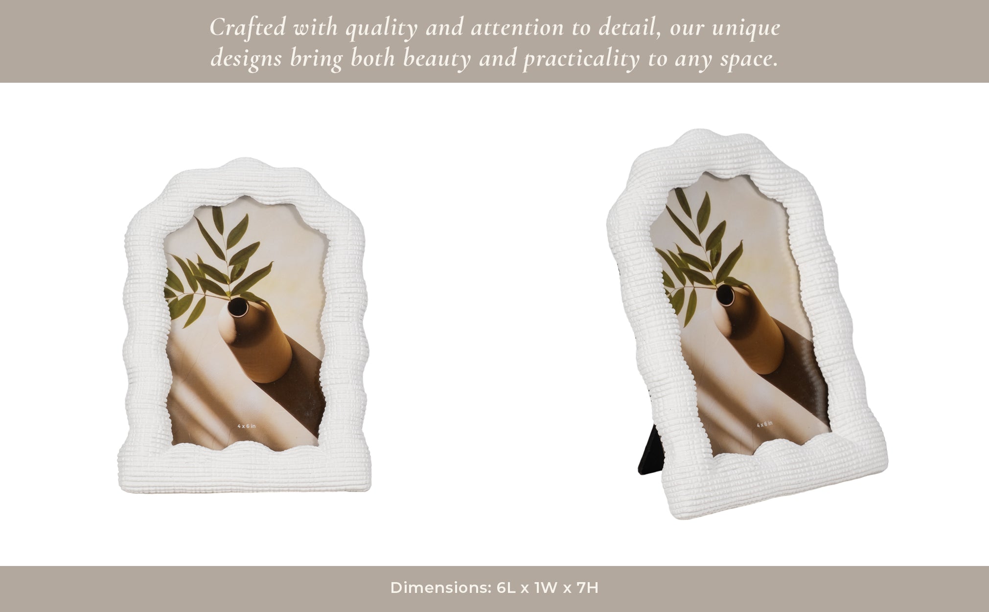 4x6 Wavy Arch Photo Frame, White Table Decors| Sagebrook Home