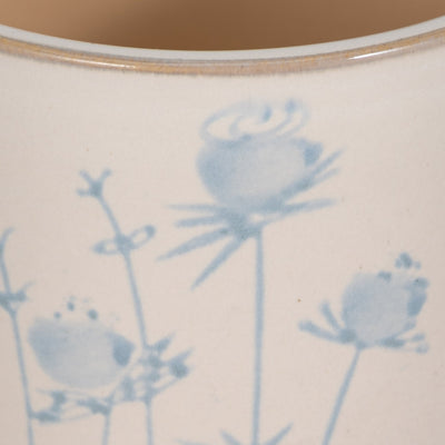 5" Blue Flowers Planter, Ivory/blue - Al Rugaib Furniture