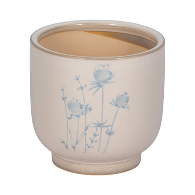 5" Blue Flowers Planter, Ivory/blue - Al Rugaib Furniture