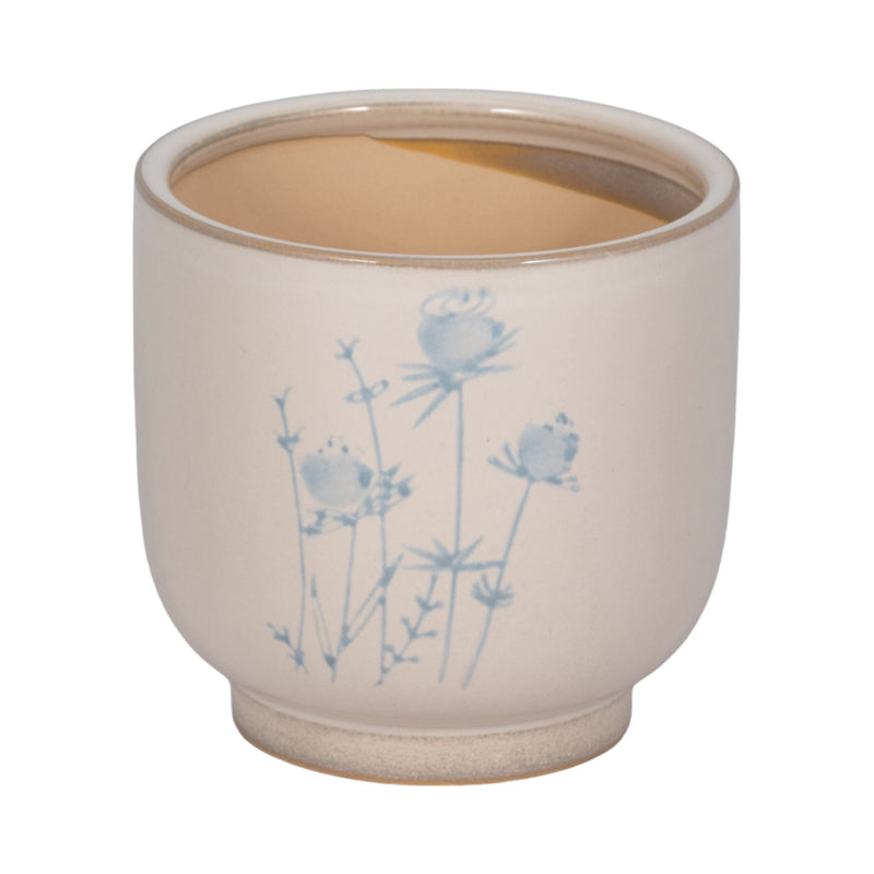 5" Blue Flowers Planter, Ivory/blue - Al Rugaib Furniture