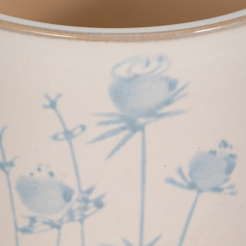 5" Blue Flowers Planter, Ivory/blue - Al Rugaib Furniture