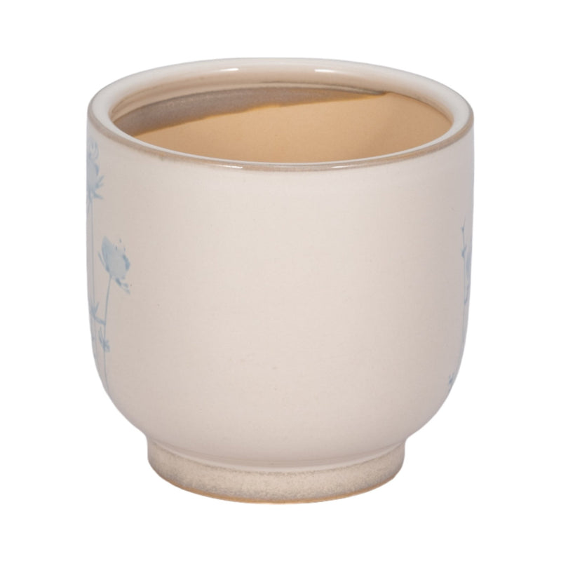 5" Blue Flowers Planter, Ivory/blue - Al Rugaib Furniture