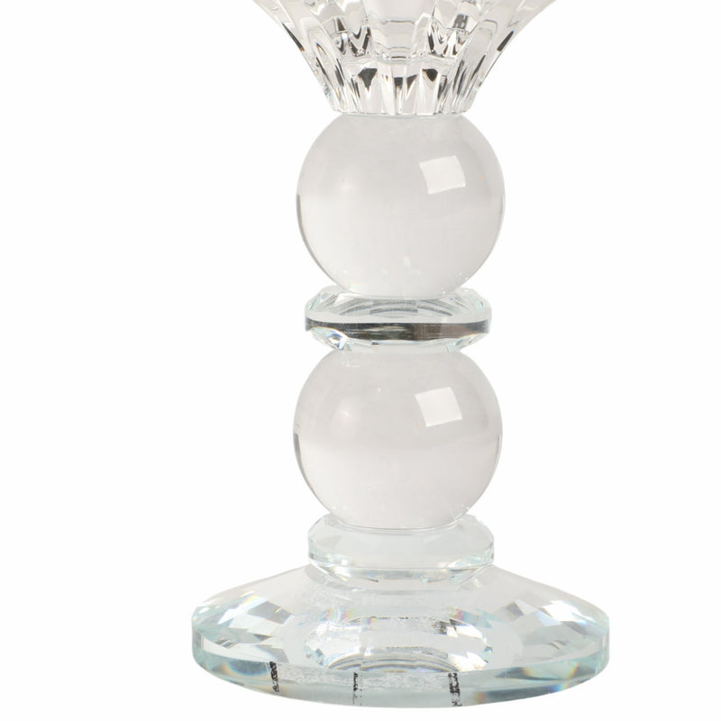 5" Bubble Crystal Candle Holder W/ Taper, Clear - Al Rugaib Furniture