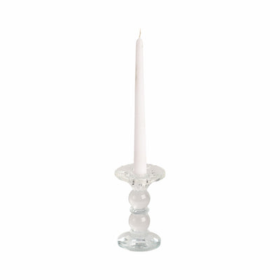 5" Bubble Crystal Candle Holder W/ Taper, Clear - Al Rugaib Furniture
