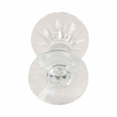 5" Bubble Crystal Candle Holder W/ Taper, Clear - Al Rugaib Furniture