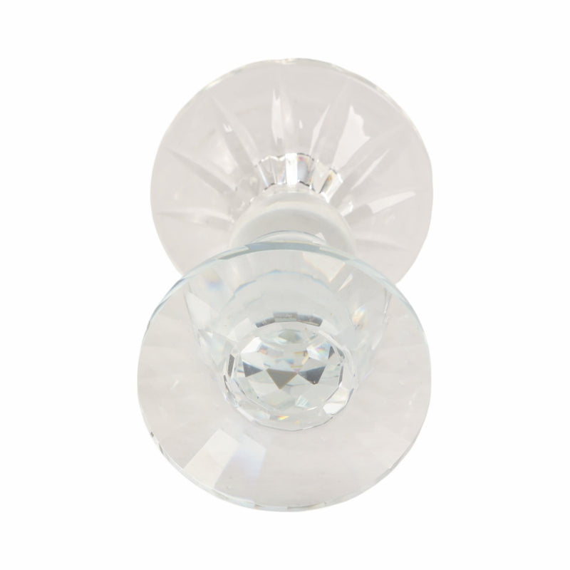 5" Bubble Crystal Candle Holder W/ Taper, Clear - Al Rugaib Furniture