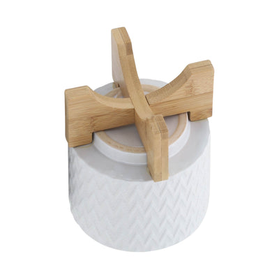 5" CHEVRON PLANTER W/ STAND, WHITE - Al Rugaib Furniture