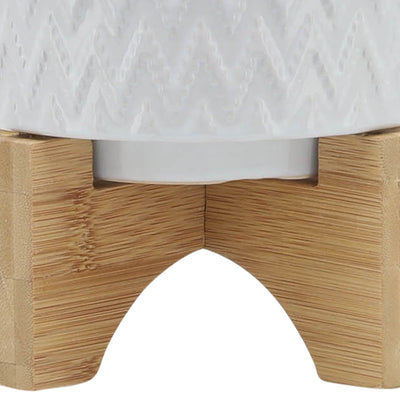 5" CHEVRON PLANTER W/ STAND, WHITE - Al Rugaib Furniture