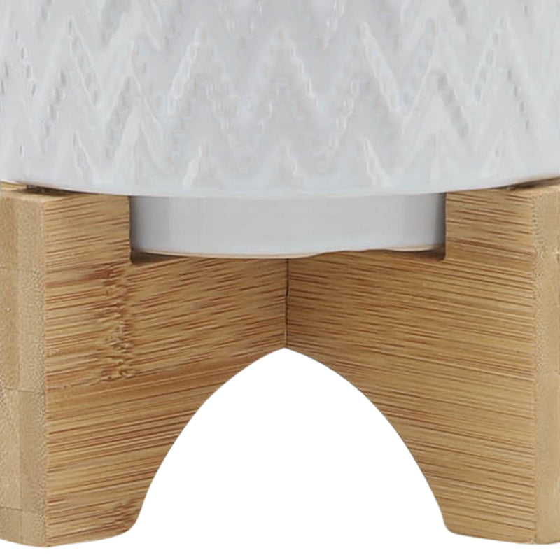 5" CHEVRON PLANTER W/ STAND, WHITE - Al Rugaib Furniture