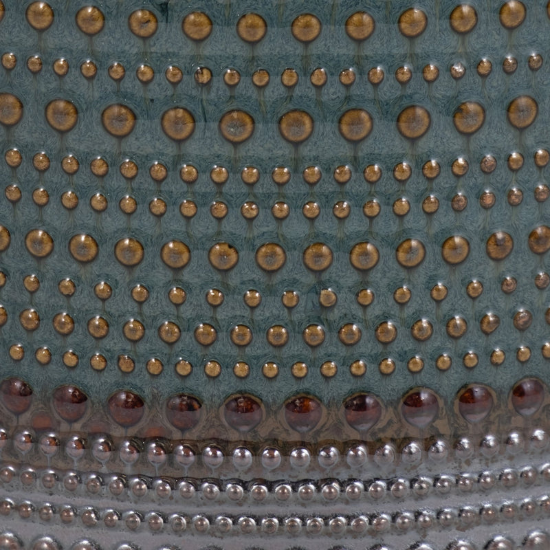 5" DOTTED PLANTER W/ WOOD STAND, GREEN - Al Rugaib Furniture