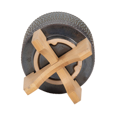 5" DOTTED PLANTER W/ WOOD STAND, GREEN - Al Rugaib Furniture