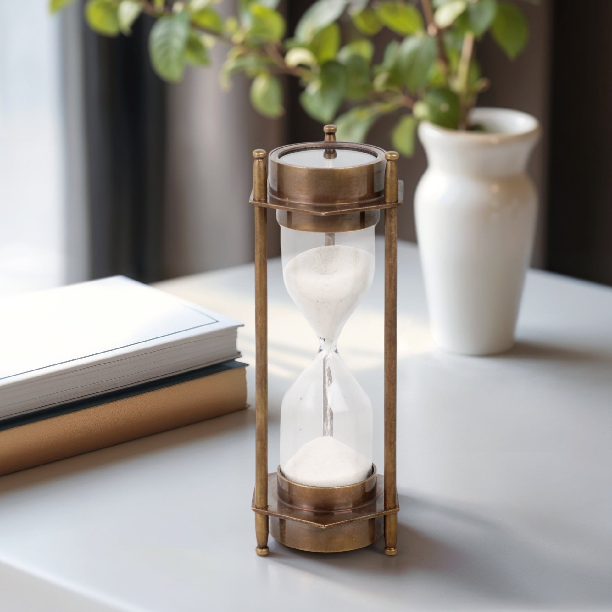 5" Hayes Brass Hourglass Table Decors| Sagebrook Home