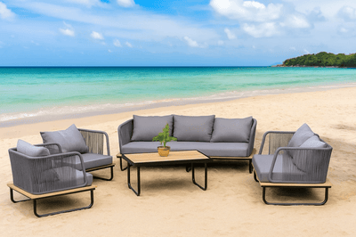 5 - Piece Gray Outdoor Seating Set – Elegant and Modern Design - Al Rugaib Furniture