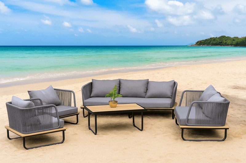 5 - Piece Gray Outdoor Seating Set – Elegant and Modern Design - Al Rugaib Furniture
