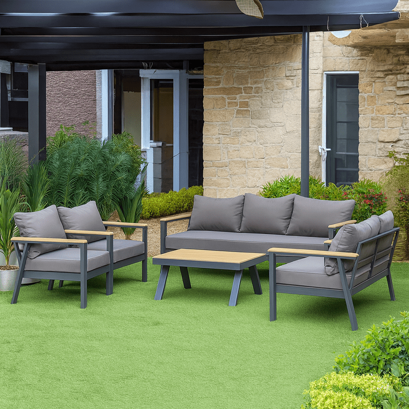 5 - Piece High - Quality Gray Outdoor Seating Set - Al Rugaib Furniture