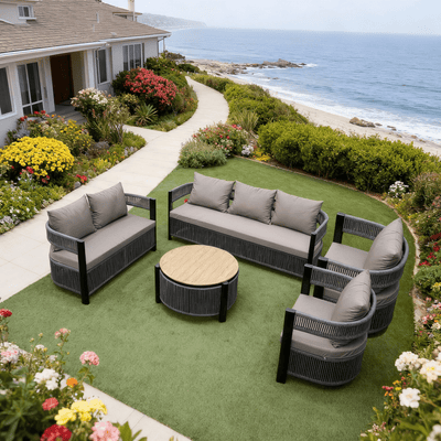 5 - Piece Modern Gray Outdoor Seating Set - Al Rugaib Furniture