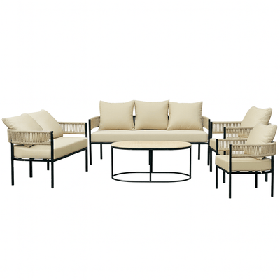 5 - Piece Outdoor Seating Set – Ideal for Garden and Balcony – Beige - Al Rugaib Furniture