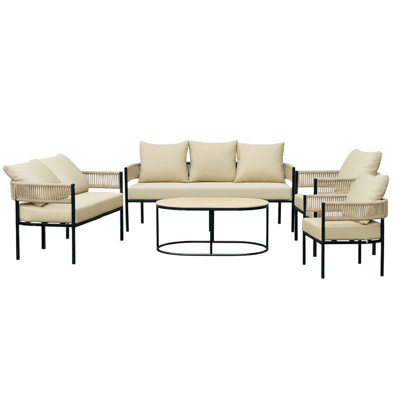 5 - Piece Outdoor Seating Set – Ideal for Garden and Balcony – Beige - Al Rugaib Furniture