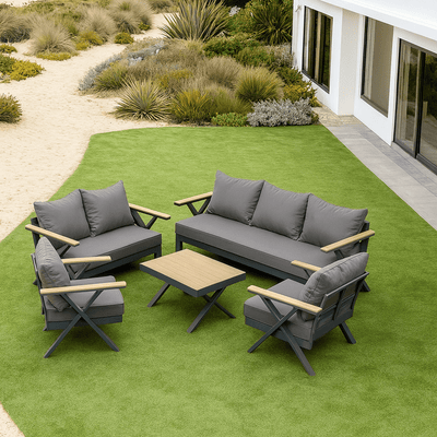 5 - Piece Outdoor Seating Set with Elegant Gray Design - Al Rugaib Furniture