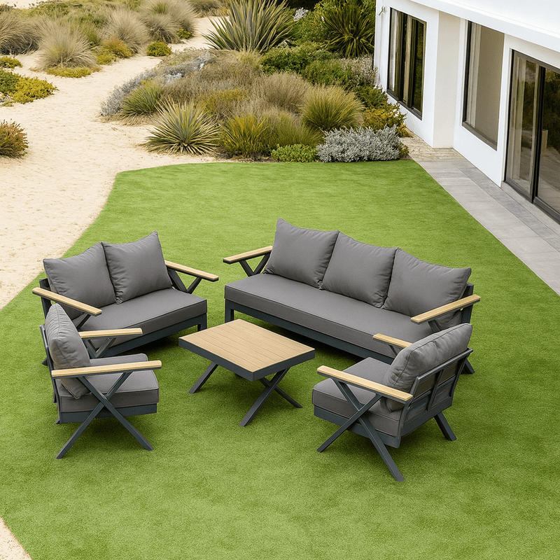 5 - Piece Outdoor Seating Set with Elegant Gray Design - Al Rugaib Furniture