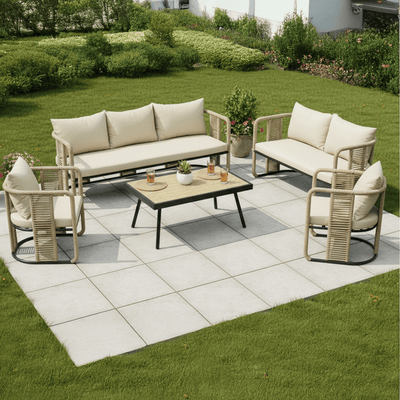 5 - Piece Practical Beige Outdoor Seating Set - Al Rugaib Furniture
