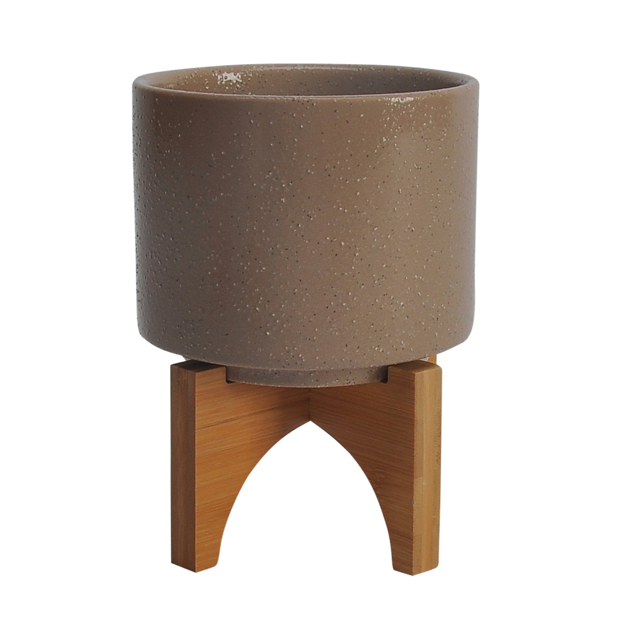 5" PLANTER W/ WOOD STAND, BEIGE Outdoor Planters| Sagebrook Home