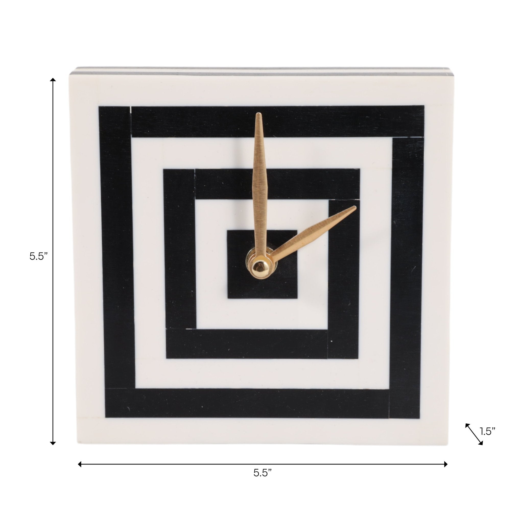 5" Square Resin Clock, White/black Clocks| Sagebrook Home