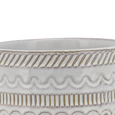 5" TRIBAL PLANTER W/ WOOD STAND, BEIGE - Al Rugaib Furniture