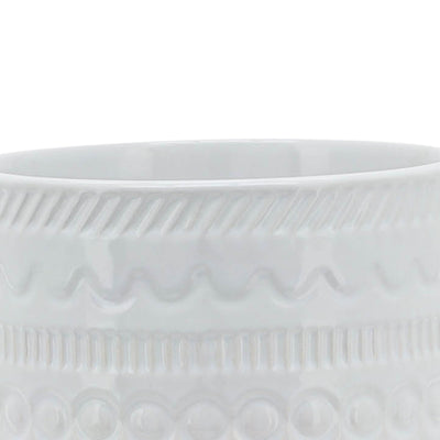 5" TRIBAL PLANTER W/ WOOD STAND, WHITE - Al Rugaib Furniture