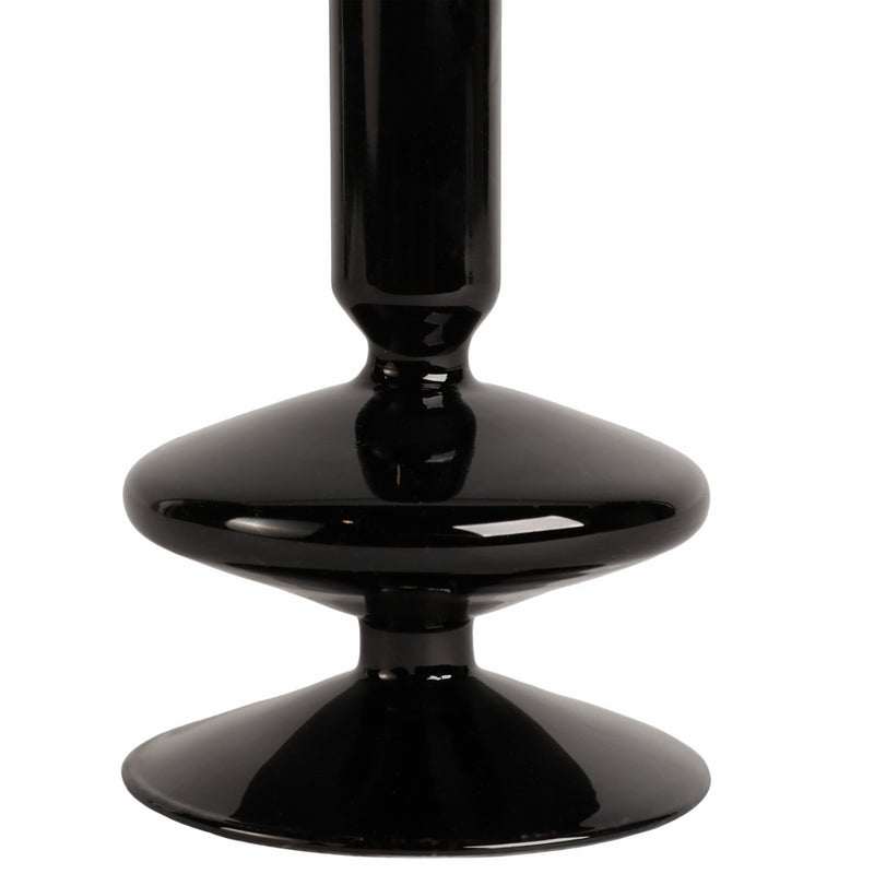 5" Vintage Glass Taper Candle Holder, Black - Al Rugaib Furniture