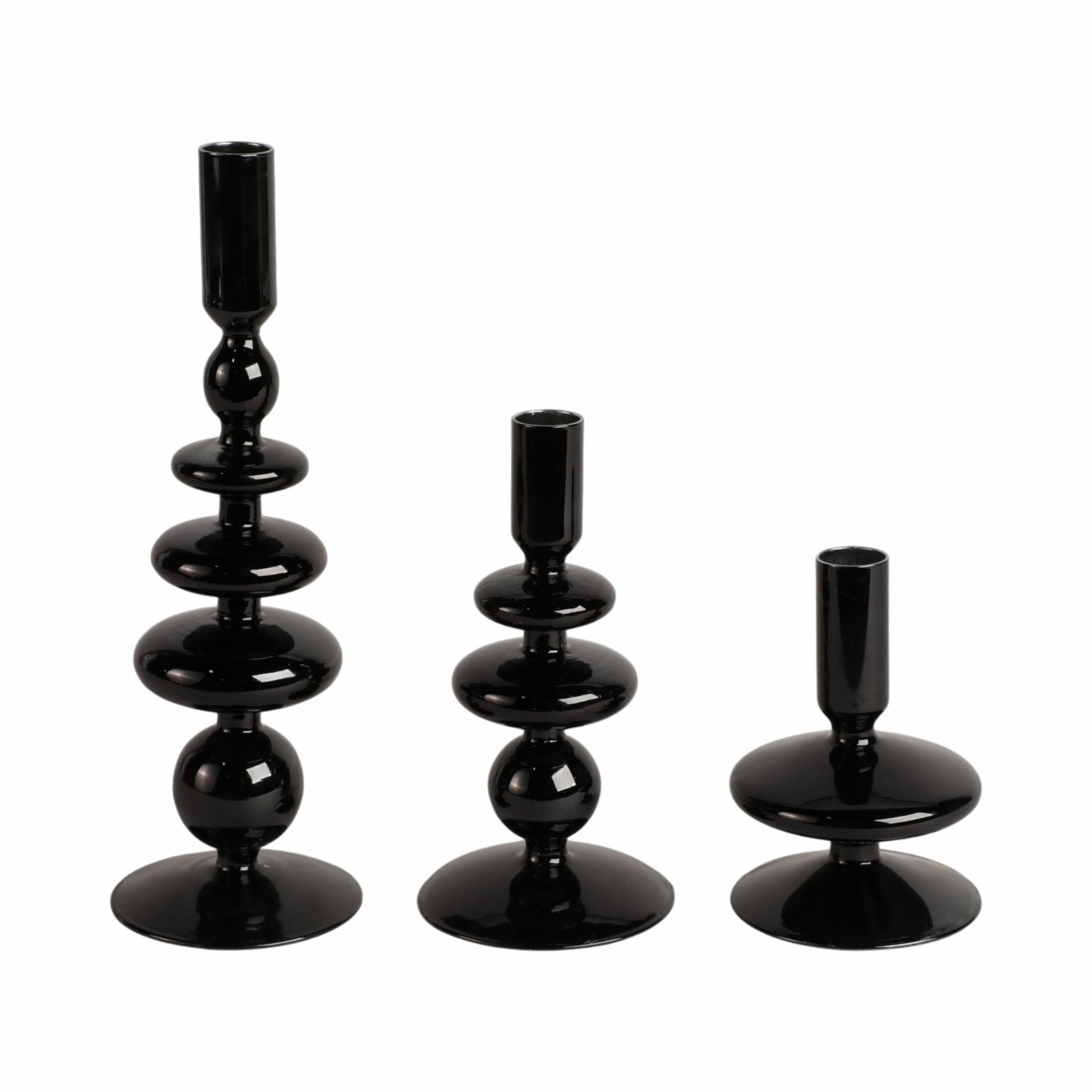 5" Vintage Glass Taper Candle Holder, Black Candle Holders| Sagebrook Home