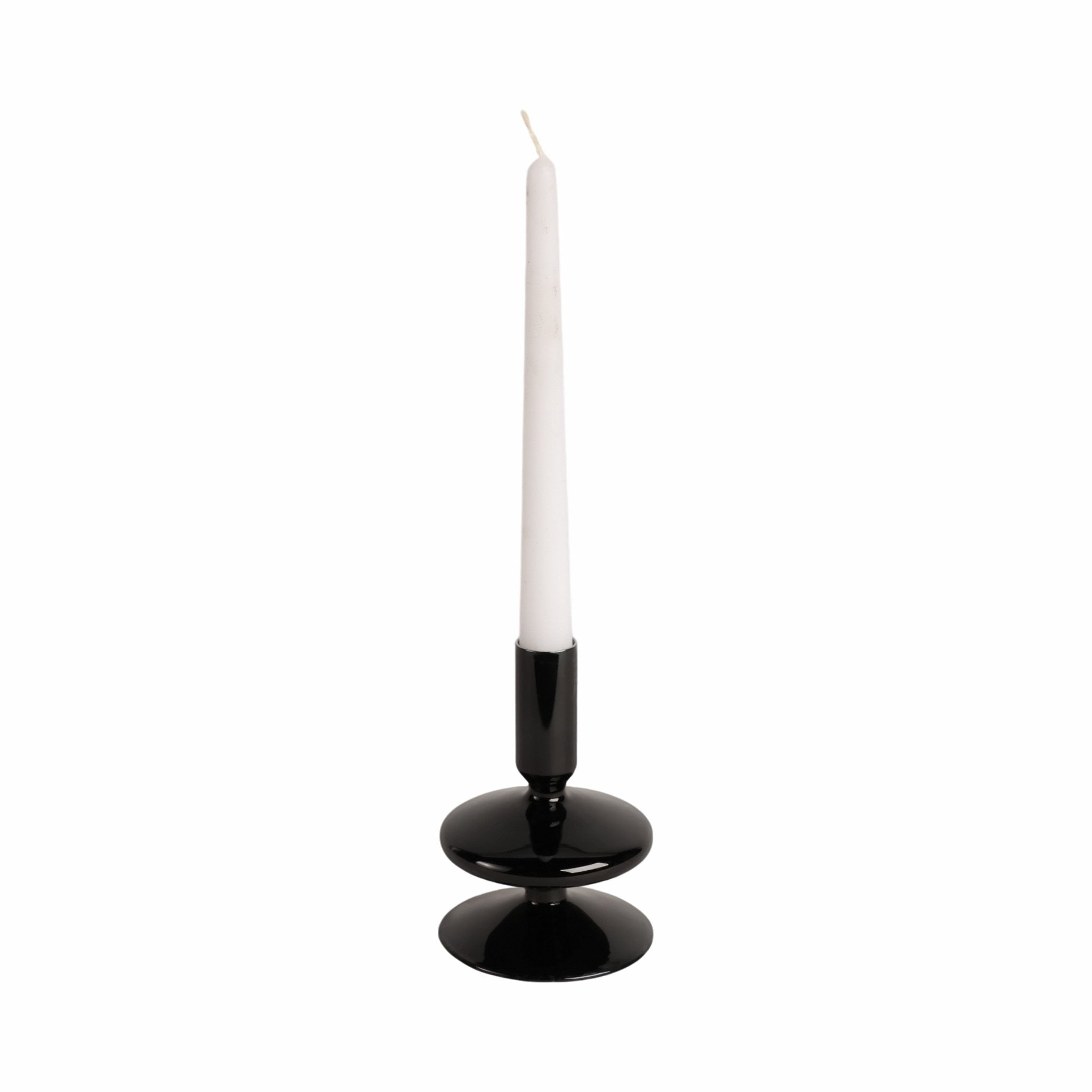 5" Vintage Glass Taper Candle Holder, Black Candle Holders| Sagebrook Home