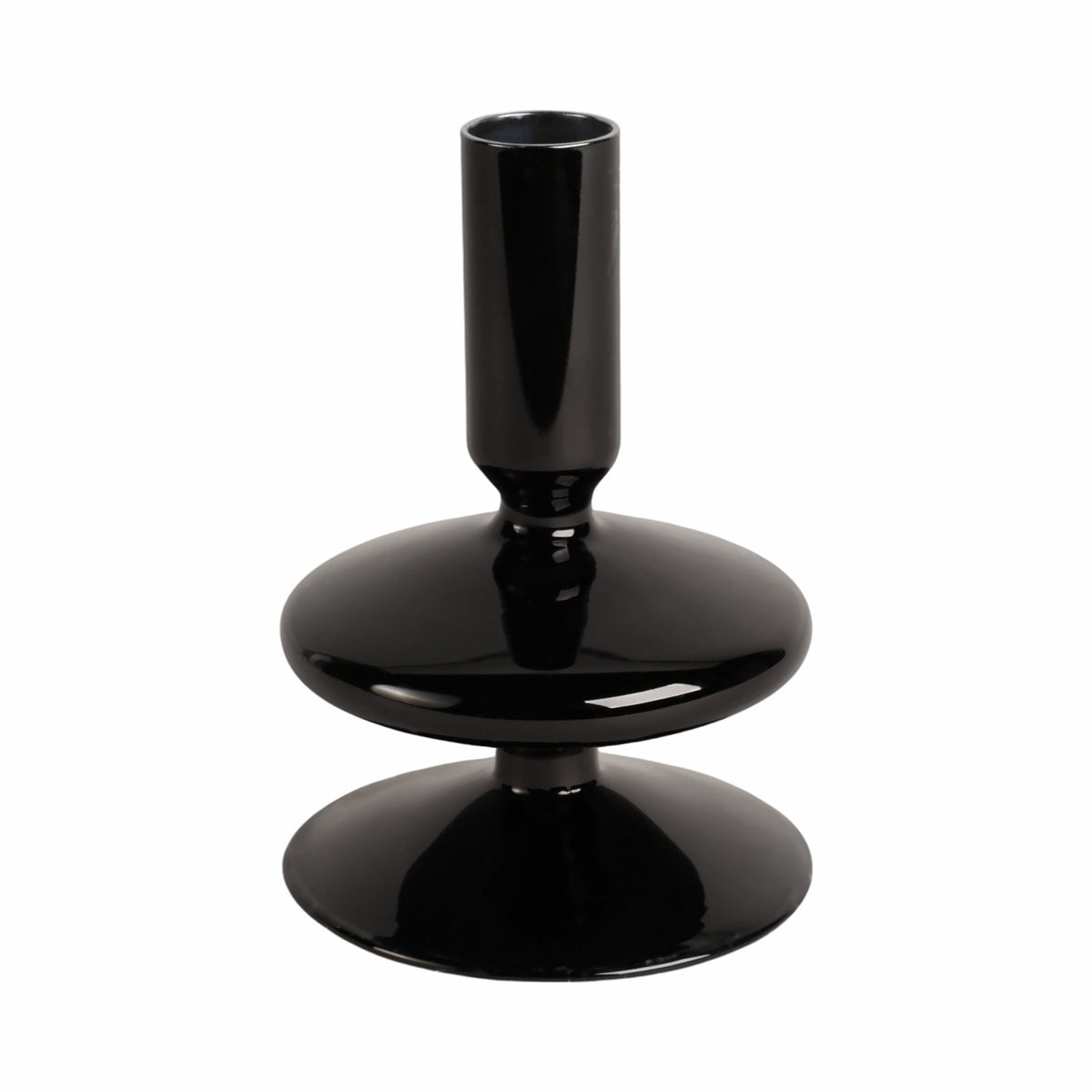 5" Vintage Glass Taper Candle Holder, Black Candle Holders| Sagebrook Home