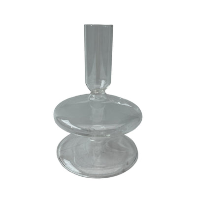 5" Vintage Glass Taper Candle Holder, Clear - Al Rugaib Furniture