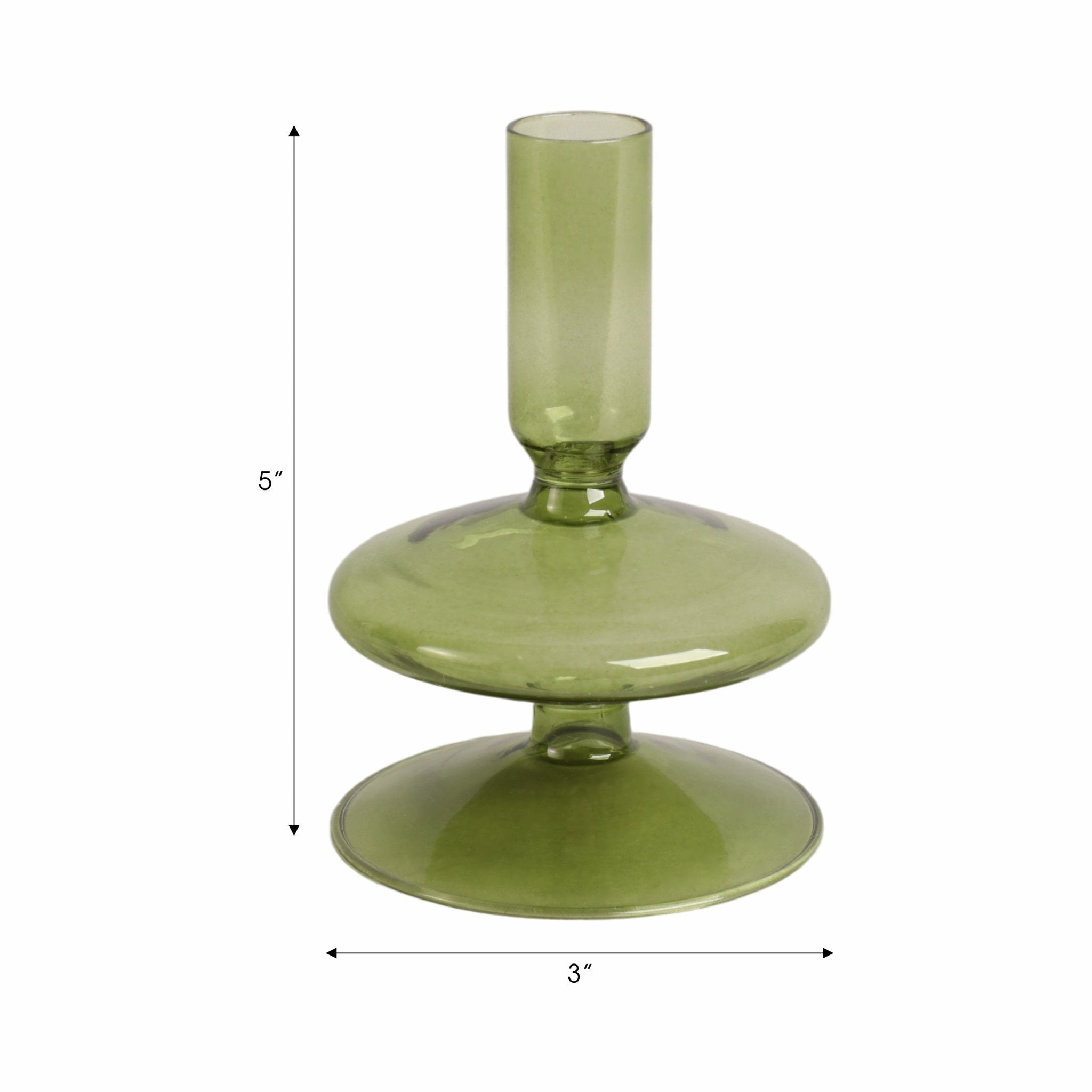 5" Vintage Glass Taper Candle Holder, Olive Candle Holders| Sagebrook Home