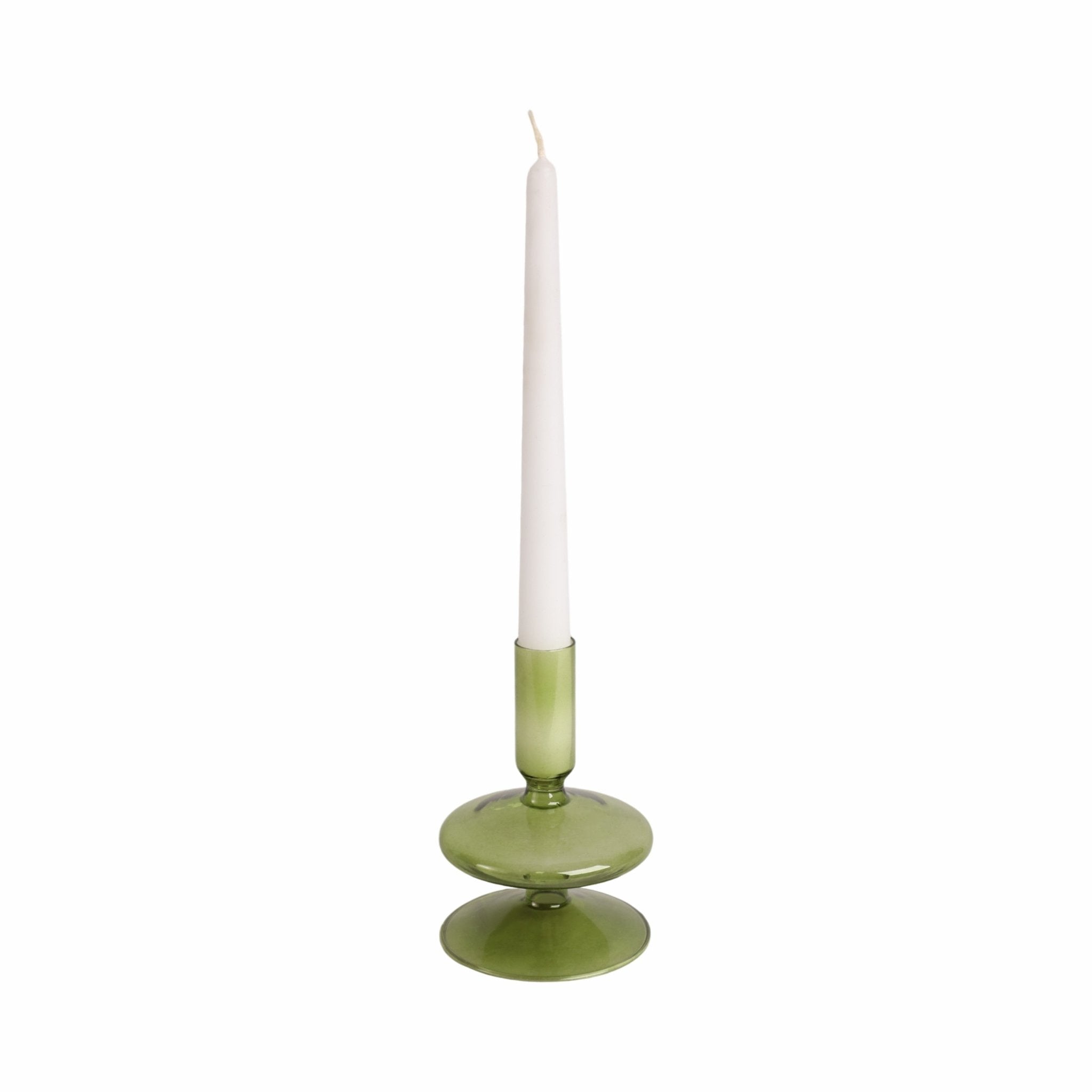 5" Vintage Glass Taper Candle Holder, Olive Candle Holders| Sagebrook Home