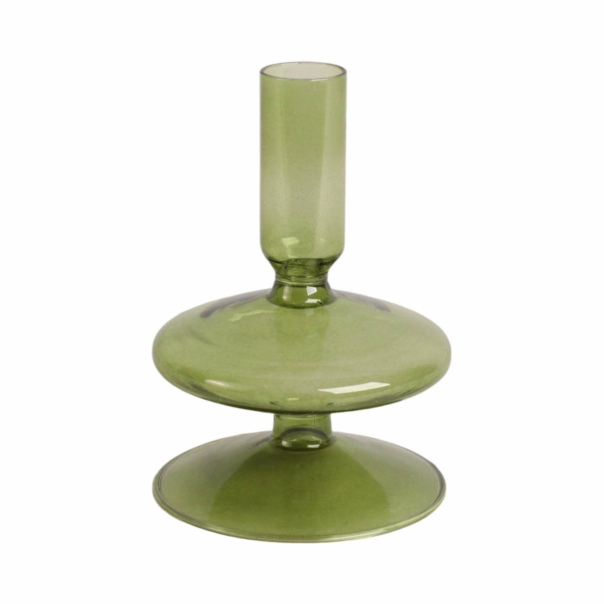 5" Vintage Glass Taper Candle Holder, Olive Candle Holders| Sagebrook Home