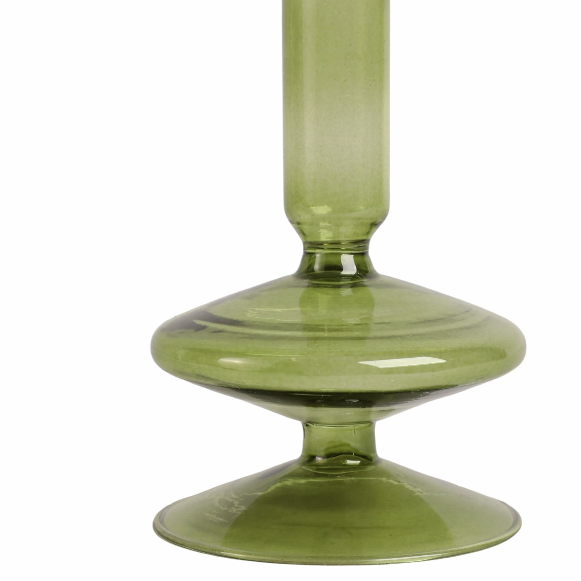 5" Vintage Glass Taper Candle Holder, Olive Candle Holders| Sagebrook Home
