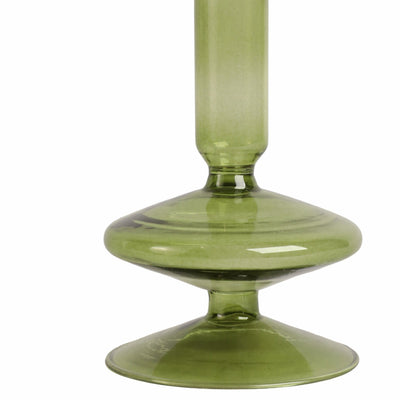 5" Vintage Glass Taper Candle Holder, Olive - Al Rugaib Furniture