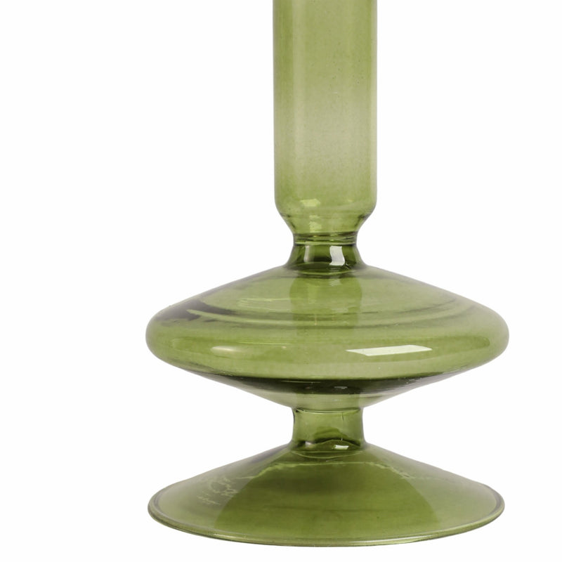 5" Vintage Glass Taper Candle Holder, Olive - Al Rugaib Furniture