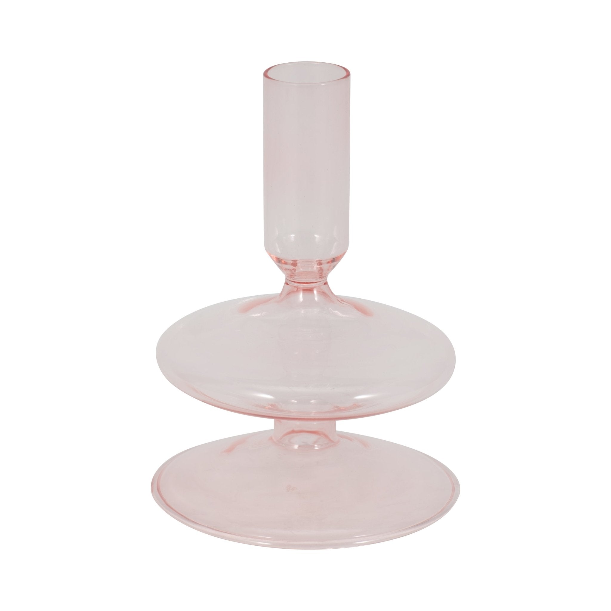 5" Vintage Glass Taper Candle Holder, Pink Candle Holders| Sagebrook Home