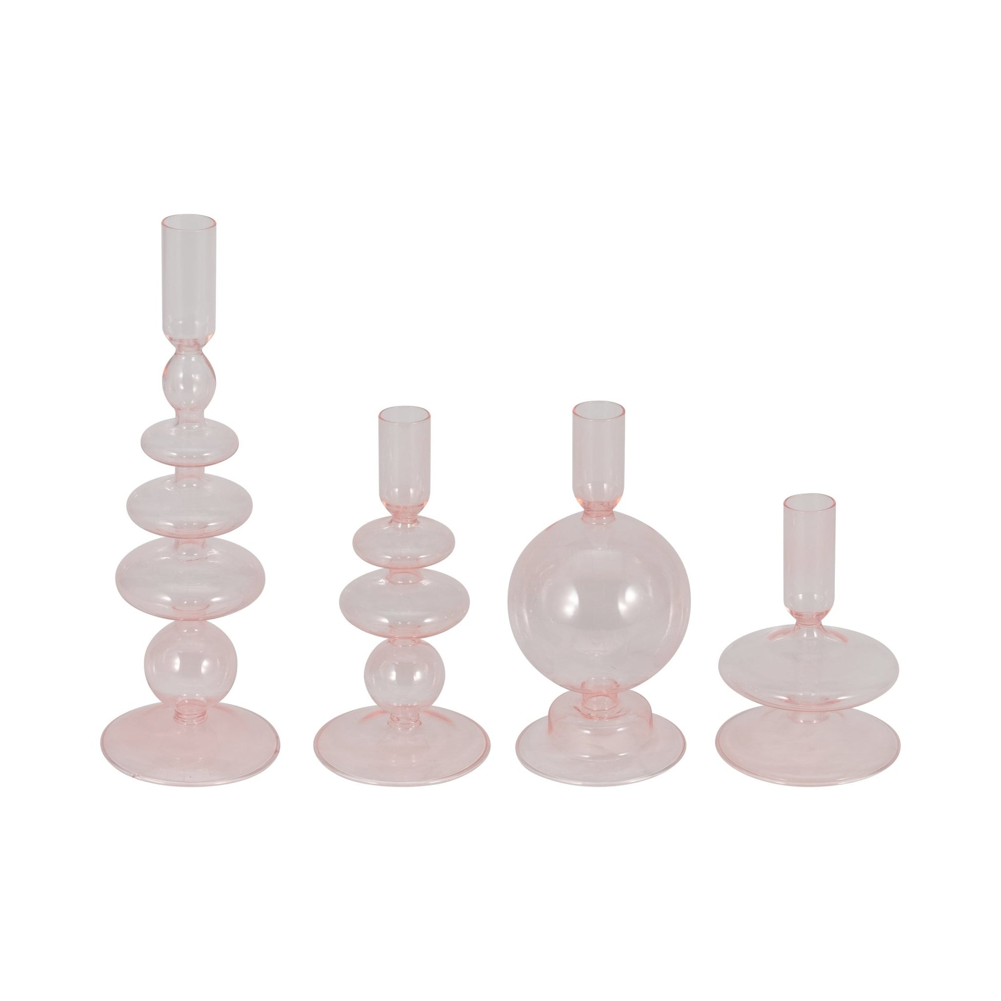 5" Vintage Glass Taper Candle Holder, Pink Candle Holders| Sagebrook Home