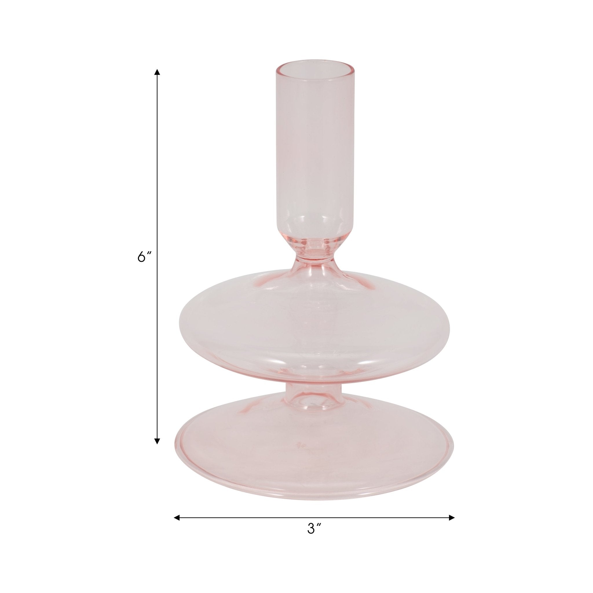 5" Vintage Glass Taper Candle Holder, Pink Candle Holders| Sagebrook Home