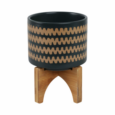 5" Zig - zag Planter W/ Stand, Teal - Al Rugaib Furniture