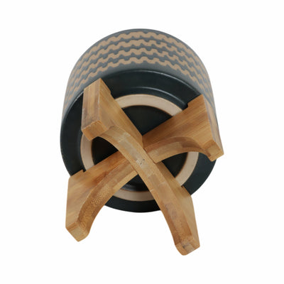 5" Zig - zag Planter W/ Stand, Teal - Al Rugaib Furniture