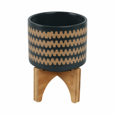5" Zig - zag Planter W/ Stand, Teal - Al Rugaib Furniture
