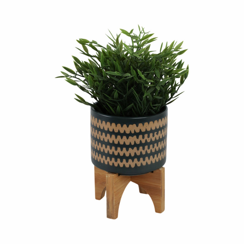 5" Zig - zag Planter W/ Stand, Teal - Al Rugaib Furniture